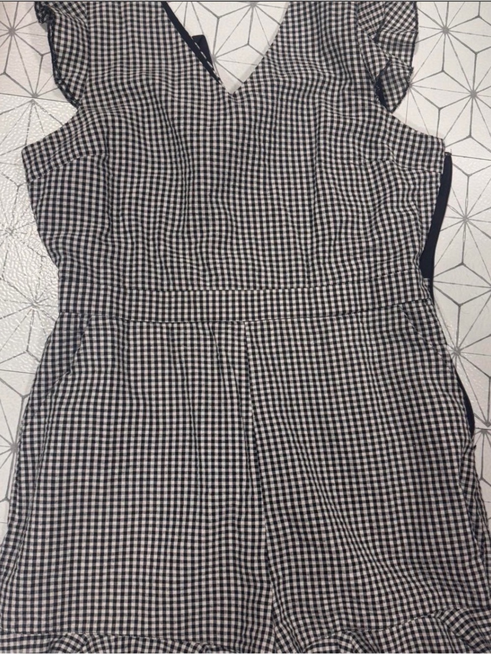 Doe & Rae Black and White Gingham Top